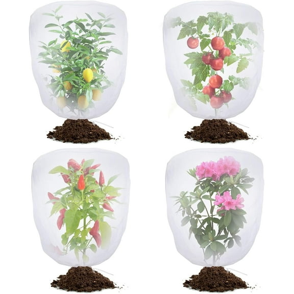 Bird Netting for Garden Protection,4 Pack Garden Netting Pest Barrier with Drawstring,Mosquito Net Tomato Protective Cover Garden Plant Netting for Blueberry Bushes (4.9 Ft x 4 Ft/4 Pack)