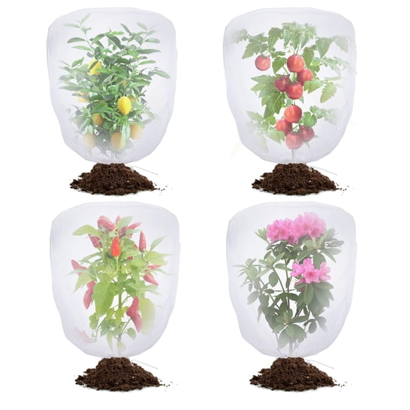 Bird Netting for Garden Protection - 4 Pack Garden Netting Pest Barrier with Drawstring,Mosquito Net Tomato Protective Cover Garden Plant Netting for Blueberry Bushes (5.9 Ft x 4 Ft)