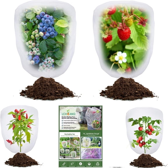 Bird Netting for Garden Protection,4 Pack Garden Netting Pest Barrier with Drawstring,Mosquito Net Tomato Protective Cover Garden Plant Netting for Blueberry Bushes (5Ft x 4Ft+3.2FT x 2.7FT/4PACK)