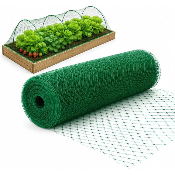 Bird Netting for Garden Protection, Reusable Green Mesh Strawberries, Blueberries, Vegetables, Fruit Trees and Raised Beds, Keeps Birds, Squirrels Pests Away (6.6x16.4ft)