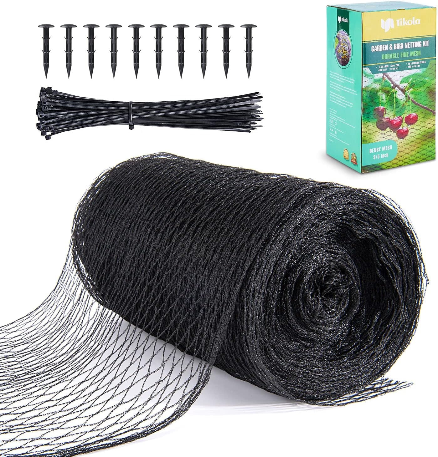 Bird Netting Kit, 7.6 x 66 FT Garden Netting Reusable Fencing Protect