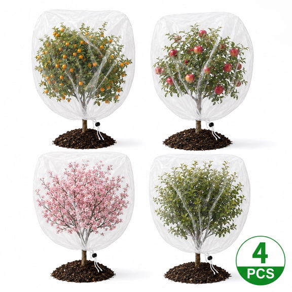 Bird Netting for Trees Fruit Protection Bags with Drawstring Plant Covers 3.28 Ft x 2.3 Ft Garden Plant Barrier Netting Bags for Vegetables Fruits Flower 4-Pack