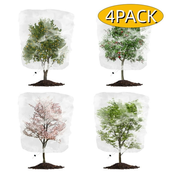 Bird Netting for Trees Fruit Protection Bags with Drawstring Plant Covers 3.28 Ft x 2.3 Ft Garden Plant Barrier Netting Bags for Vegetables Fruits Flower 4-Pack