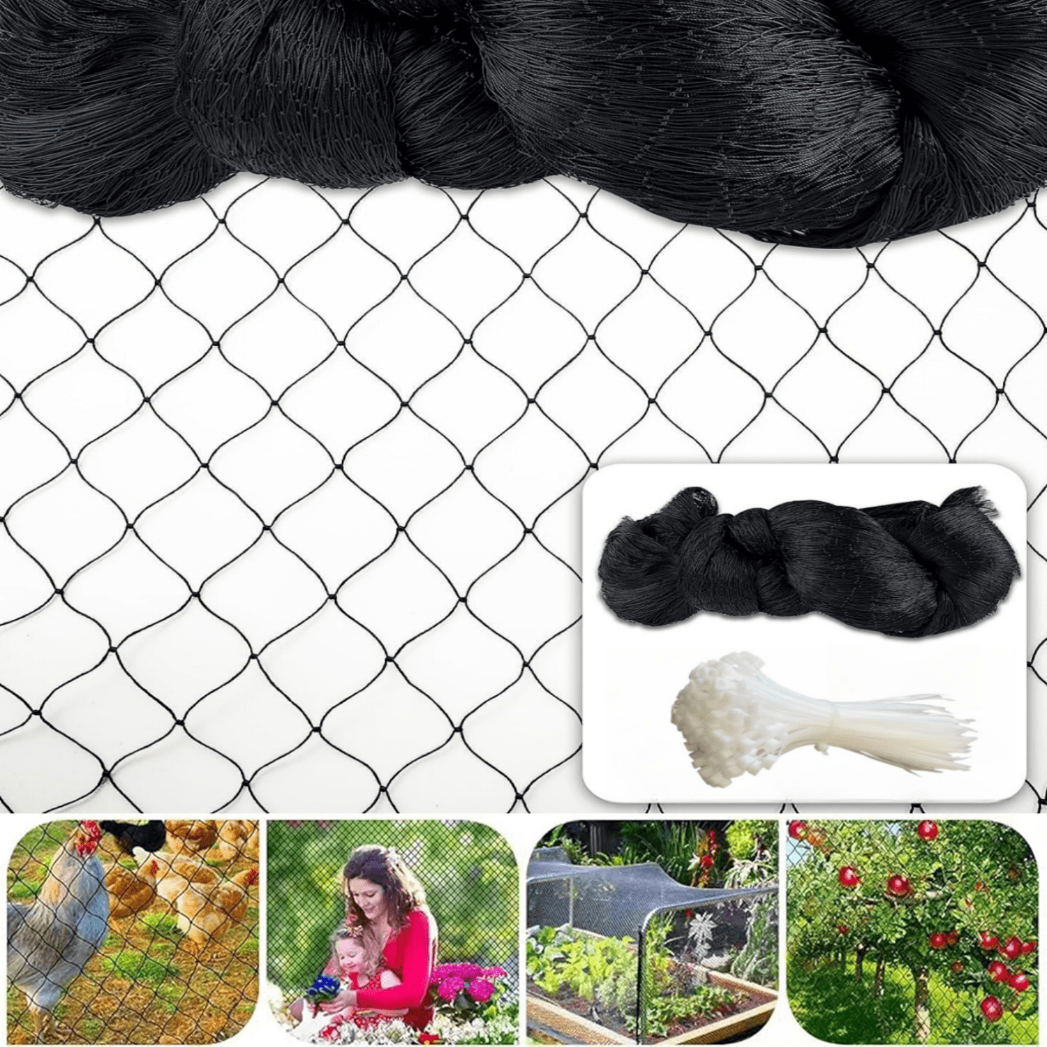 Bird Netting, Yitumu 25x50 ft Garden Netting with 1 in Square Mesh, Protect Plants/Fruit Tree/Vegetables from Poultry&Birds&Deer&Other Animals, Deer