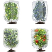 KORALAKIRI 4 Pack Garden Netting with Drawstring, 3.3 Ft x 2.7 Ft Bird Insect Net for Tomatoes Fruit Trees