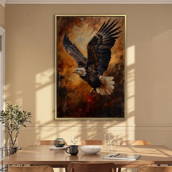 Bird Of Prey Poster Flying Eagle Wall Art Soaring Predator Wall Art Decor American Bald Eagle Poster Nature Lover Gift Home Decor, 16x24 UNFRAMED