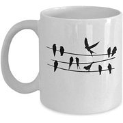 Bird On A Wire Mug White 11-oz - Bird Coffee Mug - Bird Cup - Bird On A Wire Art - Perfect Bird On A Wire Art Decal for Friends Dad Mom Coworker Gi