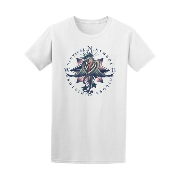 Bird On Compass Nautical Symbol T-Shirt Men -Image by Shutterstock, Male Small