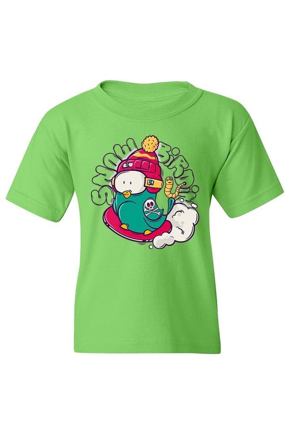 Bird On Snowboard T-Shirt Juniors -Image by Shutterstock, Large