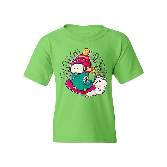 Bird On Snowboard T-Shirt Juniors -Image by Shutterstock, Large