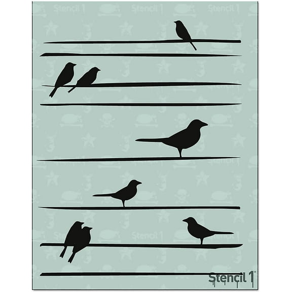 Bird On Straight Lines Stencil Art Craft - 8.5" x 11"