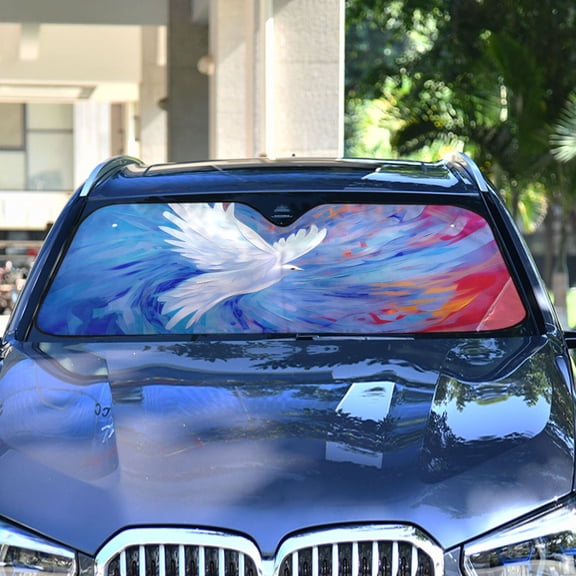 Bird Painting Automotive Front Car Windshield Sun Shade Reflector Foldable for Front Fit for Cars Truck SUVs