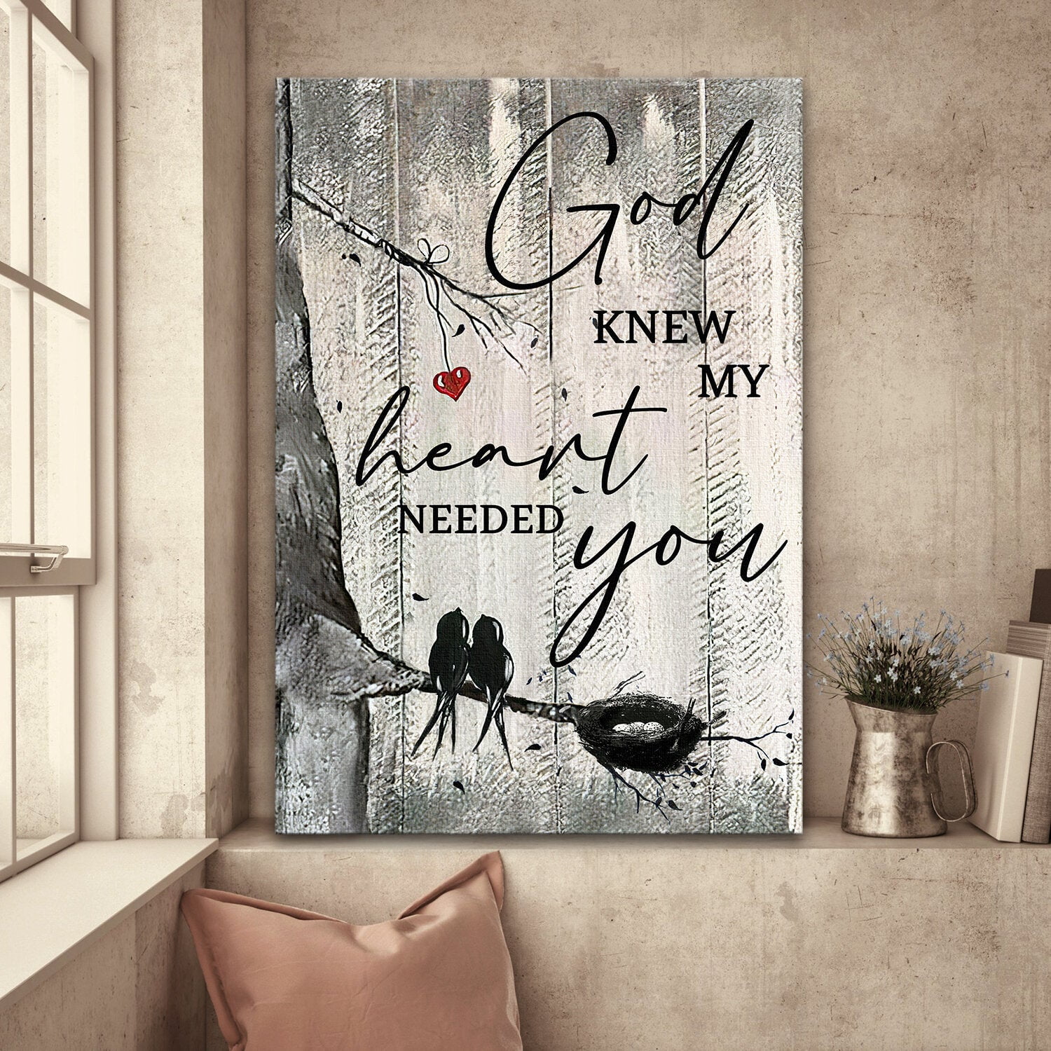 Christian God Knew My Heart Need You Custom Personalized Wood Door Sign