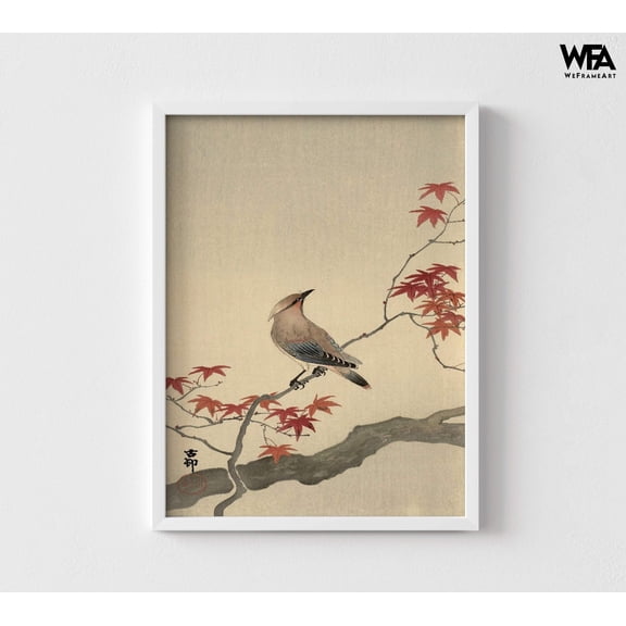 Bird Painting Print, Framed Asian Wall Art, Nature Painting Print,Tree Branch Wall Art,Nature Wall Decor,Framed Wall Art,Oversized Wall Art