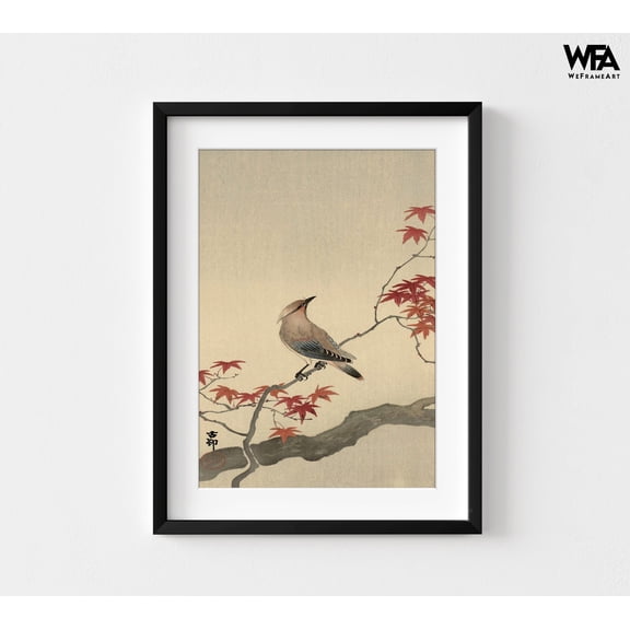 Bird Painting Print, Framed Asian Wall Art, Nature Painting Print,Tree Branch Wall Art,Nature Wall Decor,Framed Wall Art,Oversized Wall Art