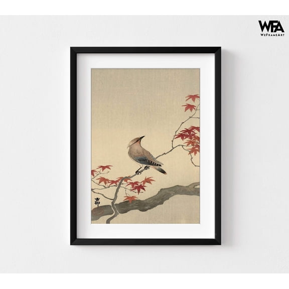 Bird Painting Print, Framed Asian Wall Art, Nature Painting Print,Tree Branch Wall Art,Nature Wall Decor,Framed Wall Art,Oversized Wall Art