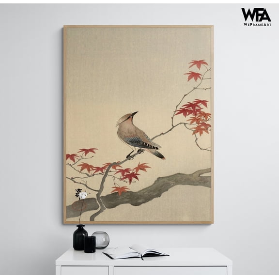 Bird Painting Print, Framed Asian Wall Art, Nature Painting Print,Tree Branch Wall Art,Nature Wall Decor,Framed Wall Art,Oversized Wall Art