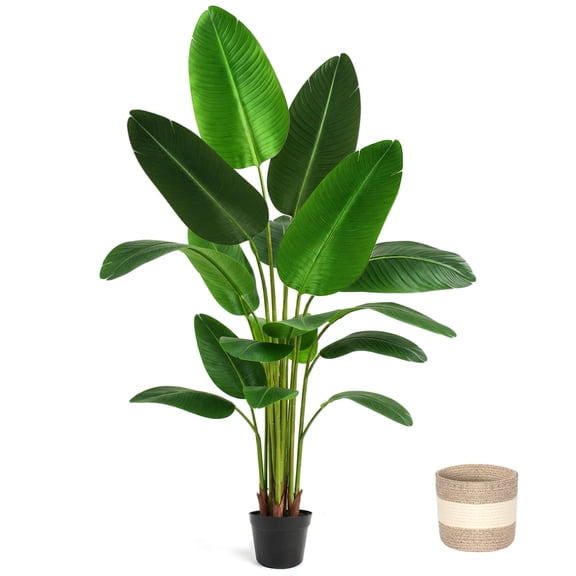 Bird of Paradise Artificial Plant 6 ft Tall Faux Banana Leaf Tree, 1 Pack.18-blade fan, Large Decorative Artificial Plants for Living Rooms, Indoor Outdoor Home Decor, Ideal Housewarming Gift