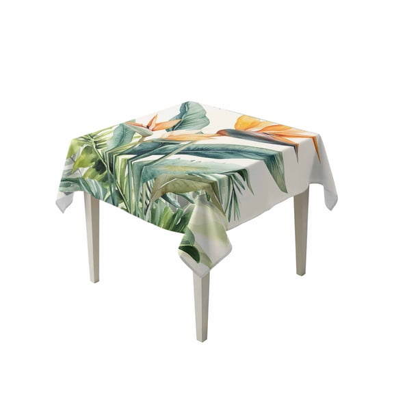 Bird of Paradise Table Cloth 60x60 Inch Square, Summer Tropical Plant Bee Flower Botanical Waterproof Tablecloth Washable Table Cover for Party Picnic Dinner Decor
