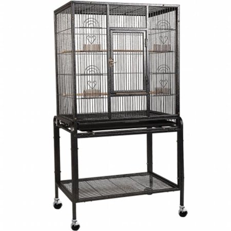 Bird Parrot Cage Large Cockatiel House with Wheels, Black