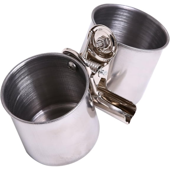 Bird Parrot Feeding Double Cups Stainless Steel Food Water Bowls with Clip Bird Seed Feeder Cups Hanging Bowl Cage Stand Accessories