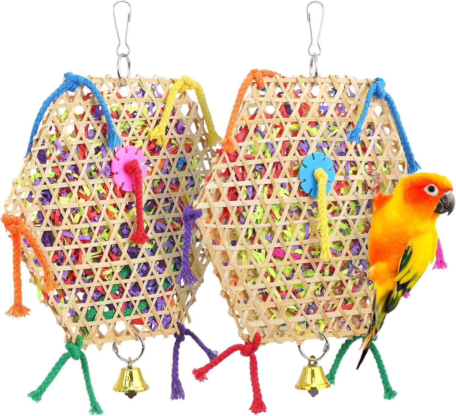 Picture of Bird Parrot Toys，2 Pack Bird Hanging Foraging Shredder Toys for Small ...