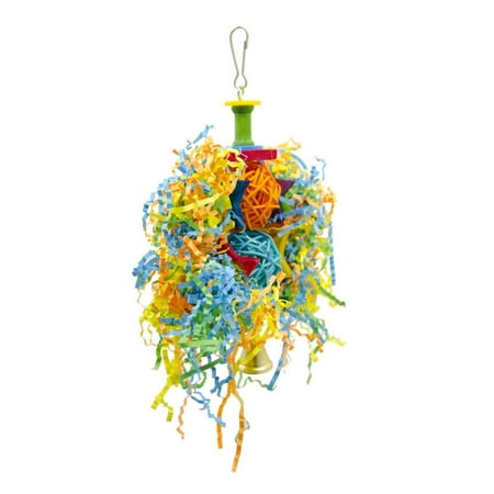 Bird Parrot Toys Hanging Perch Pet Cage Swing Toy for Parakeets Cockatiels, Conures, Macaws, Parrots, , Finches +Rattan Ball S