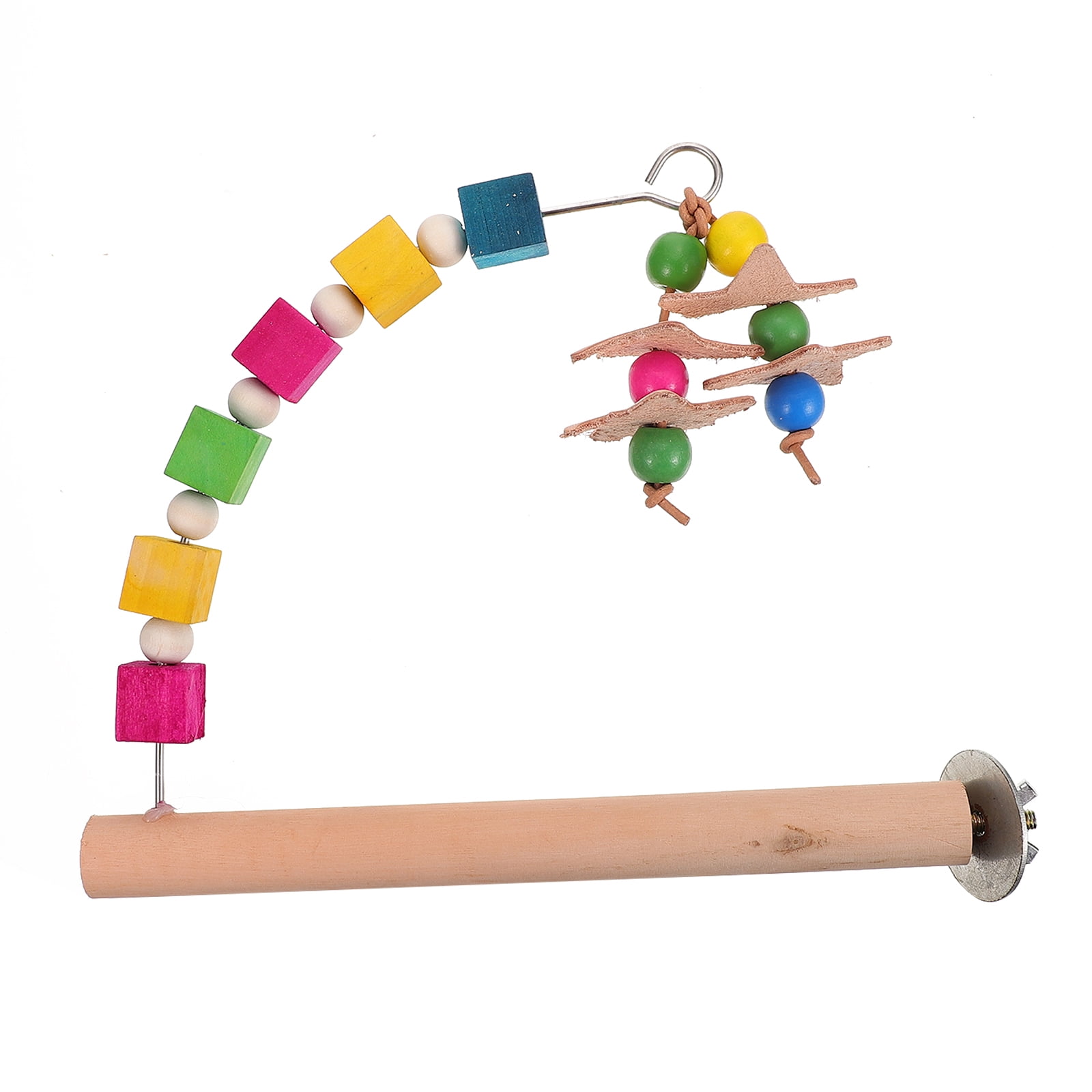 Bird Parrot Wooden Perch Stand Chewing Wood Block Toy Birds Cage