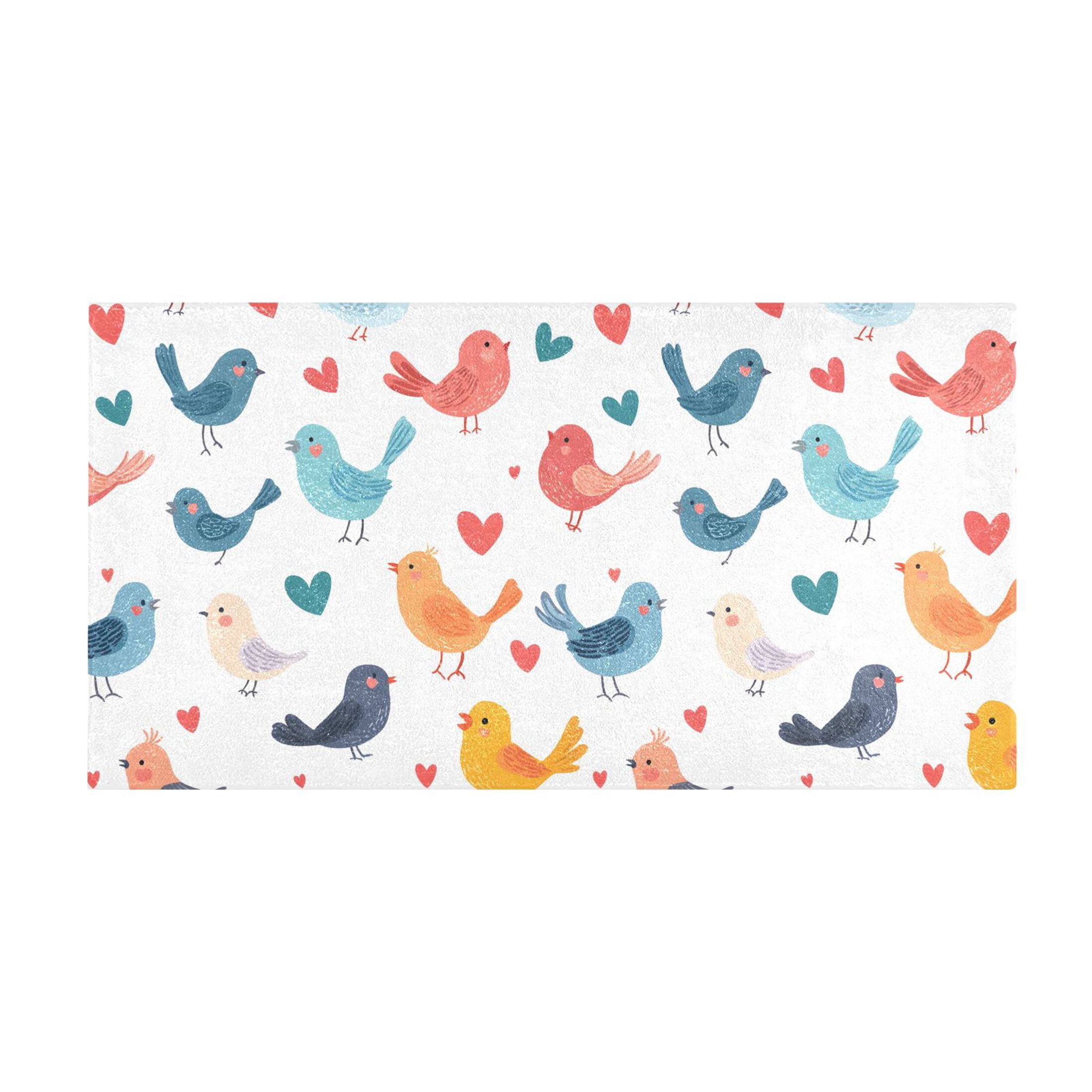 Bird Pattern Bath Mat 39x20 Inch Soft Absorbent Non-Slip Plush Bathroom ...