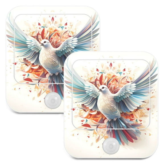 Bird Pattern LED Motion Sensor Night Light Plug into Wall 2 Pack Auto Dusk to Dawn Adjustable