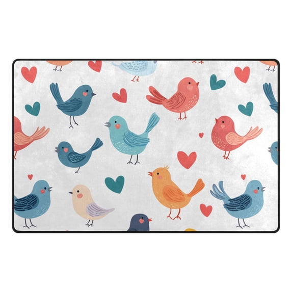 Bird Pattern Memory Foam Area Rug 31"x20" Non Slip, Absorbent, Fade Proof for Living Room, Bedroom, Office