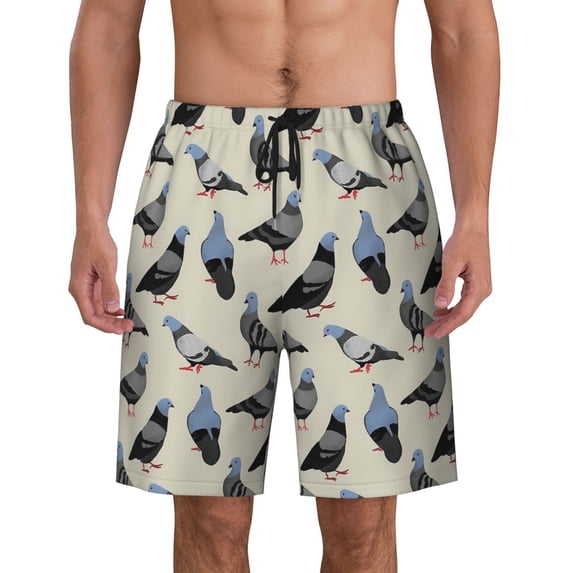 Bird Pattern Men'S Beach Pants Quick Dry Short Swim Trunks With With Pockets And Mesh Lining Swimwear Beach Bathing Shorts Medium