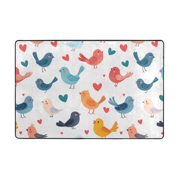 Bird Pattern Rug 72x48in Memory Foam Absorbent Non Slip Plush for Living Room Office Bedroom