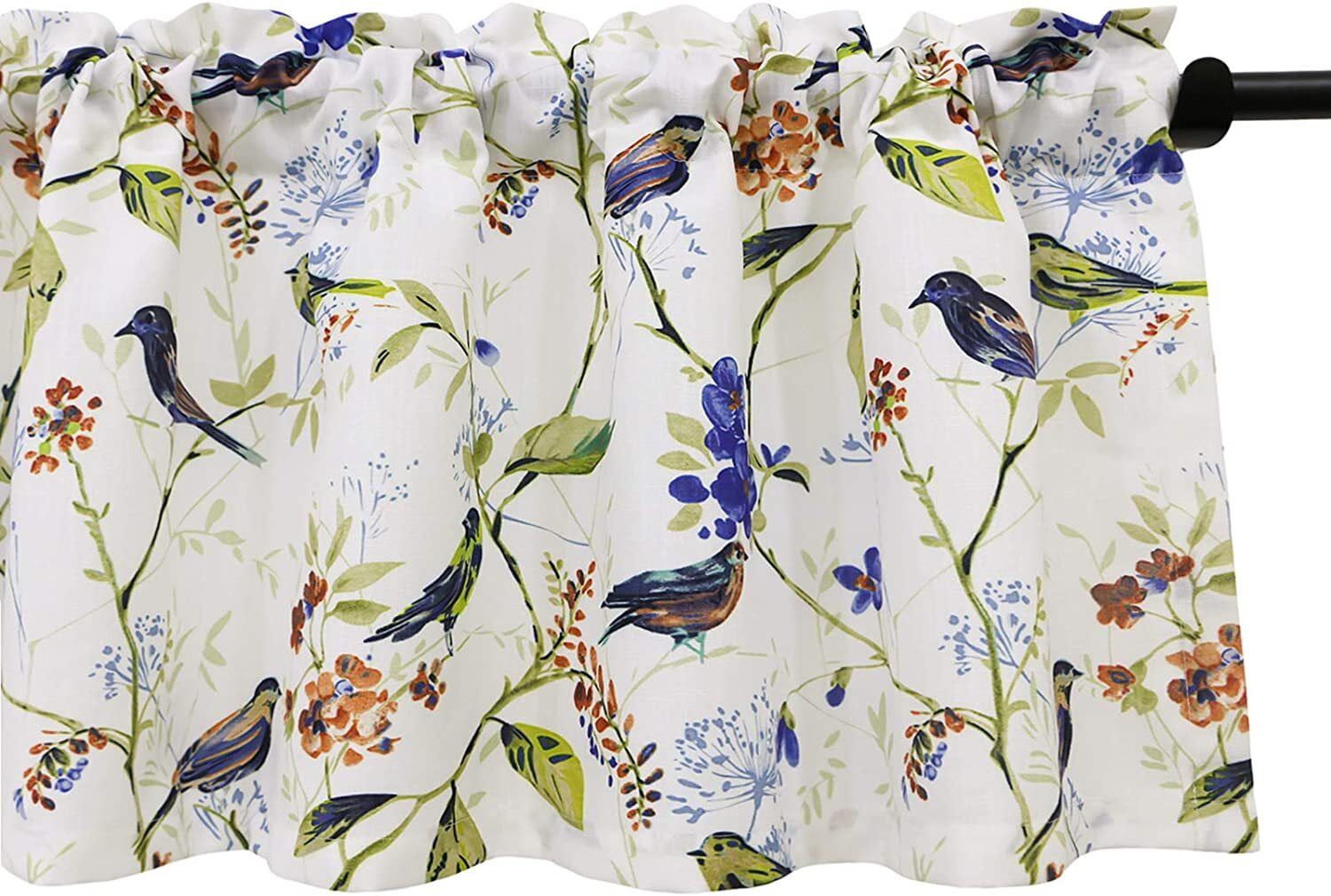 VOGOL Birds Printed Valances for Windows, Pocket Window Curtains