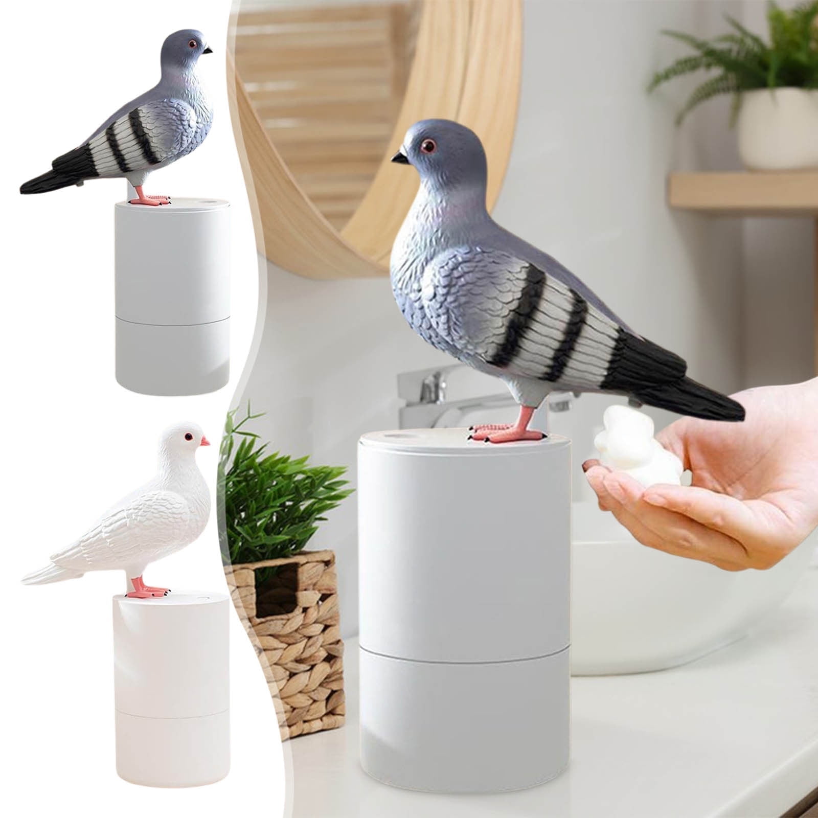 Bird of Peace Automatic Foam Soap Dispenser - Funny Pigeon Poop Induction Hand Washer Automatic Soap Dispenser,Touchless Soap Dispenser for Kitchen & Bathroom,Bird-Shaped Hand Soap Dispenser(Gray)