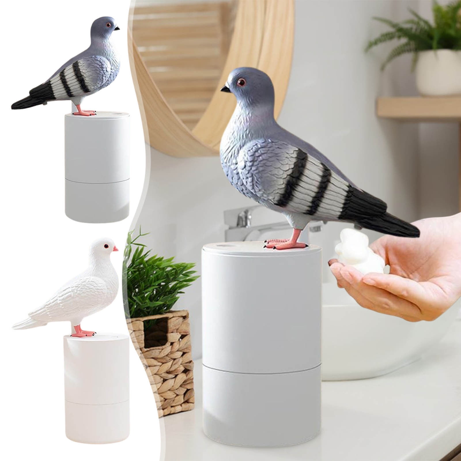 Bird of Peace Automatic Foam Soap Dispenser - Funny Pigeon Poop Induction Hand Washer Automatic Soap Dispenser,Touchless Soap Dispenser for Kitchen & Bathroom,Bird-Shaped Hand Soap Dispenser(White)