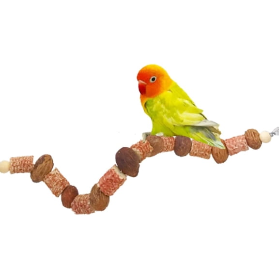 Bird Perch, Natural Corncobs Nuts Spiral Pet Chewing Toys, Swinging Bird Chewing Perch for Parakeets, Cockatiels, Conures, Budgies, Lovebird