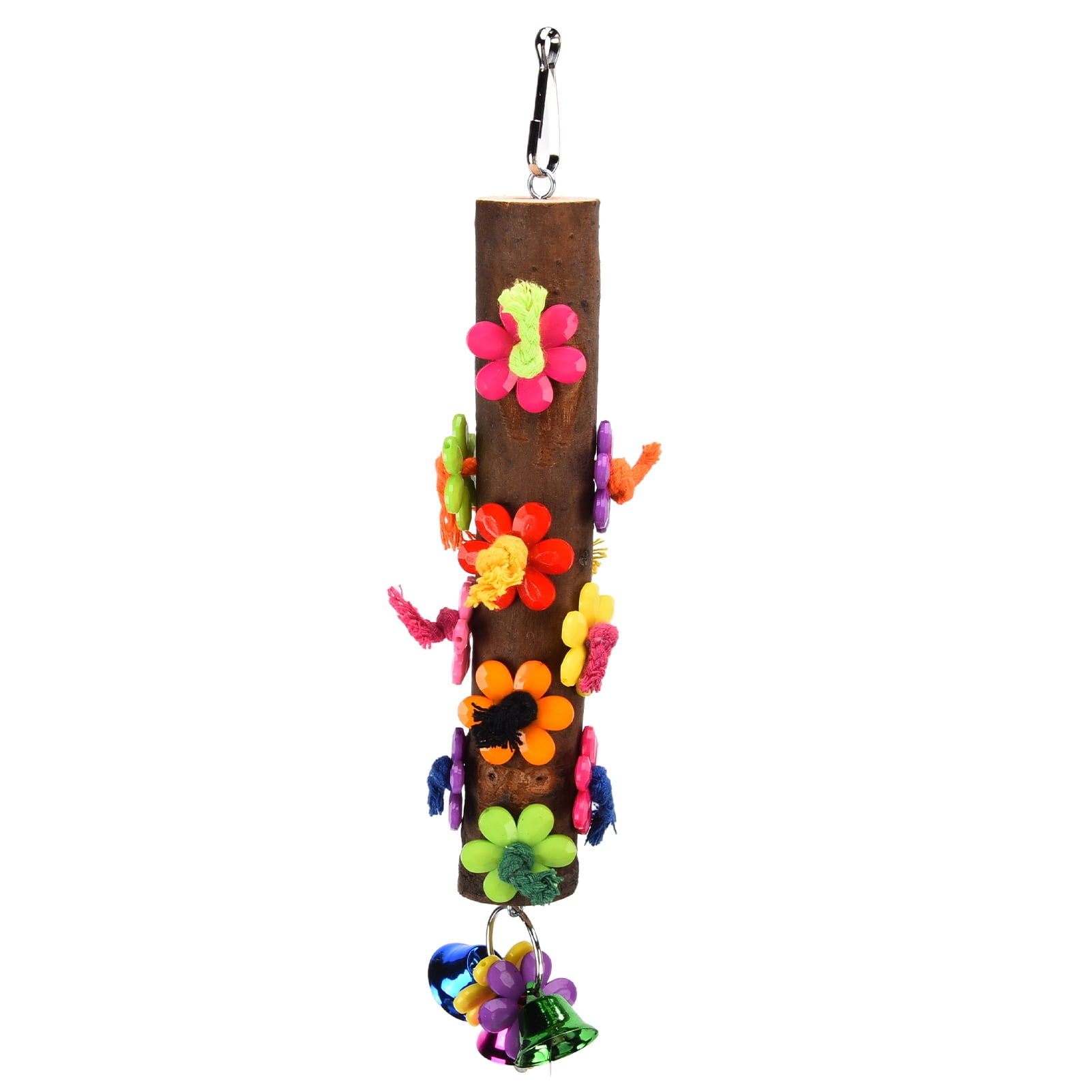 Bird Perch Natural Wood Bird Perch Stand Chewing Toy with Bell for