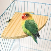 Bird Perch Platform Stand Wooden Parrot Perch Fan Shape Parrot Stand Flat Perches for Bird Cages Corner