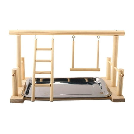 Bird Perch Play Wooden Stand Gym Playground For Conures Parakeet Macaw Finches