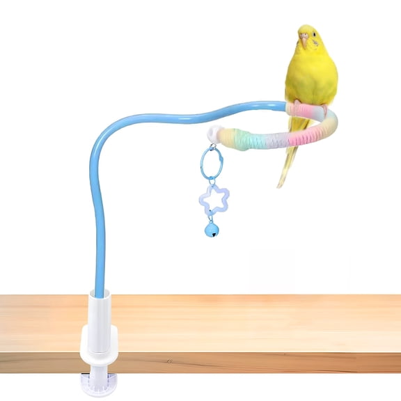 Bird Perch Stand Bird Training Portable Tabletop Platform Parrot Rainbow Desktop Interactive Stand Bird Indoor Toy Station Pole,blue