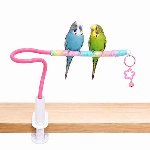 Bird Perch Stand Bird Training Portable Tabletop Platform Parrot Rainbow Desktop Interactive Stand Bird Indoor Toy Station Pole,pink