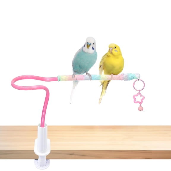 Bird Perch Stand Bird Training Portable Tabletop Platform Parrot Rainbow Desktop Interactive Stand Bird Indoor Toy Station Pole,pink