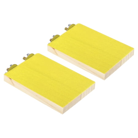 Wood Bird Perch Stand Parrot Stand Platform Cage Accessory Paw Grinding Clean, Yellow 2 Pack