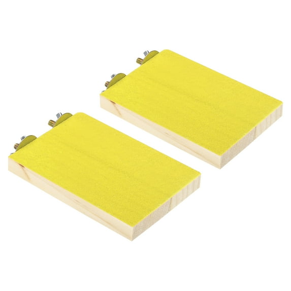 Wood Bird Perch Stand Parrot Stand Platform Cage Accessory Paw Grinding Clean, Yellow 2 Pack