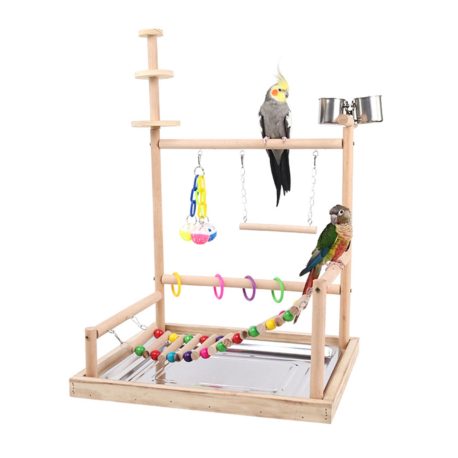 Visual Reference: Bird Cage Playing Stand Toy Plastic Chew Toy Ladder Swing
