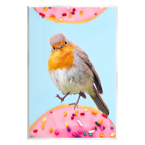 Bird Perched Sprinkled Donut Animals & Insects Graphic Art Unframed Art Print Wall Art
