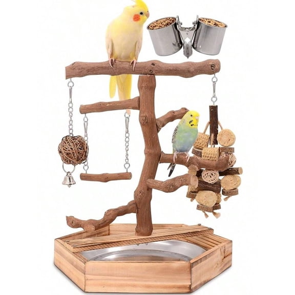 Bird Perches,4pcs Natural Wood Birds Stand Branch, Bird Perch Chewing Stick Cage Accessories Parrot Climbing Standing Branches Paw Grinding Fork Sets Parakeet Lovebirds Cockatiels Conure Budgies