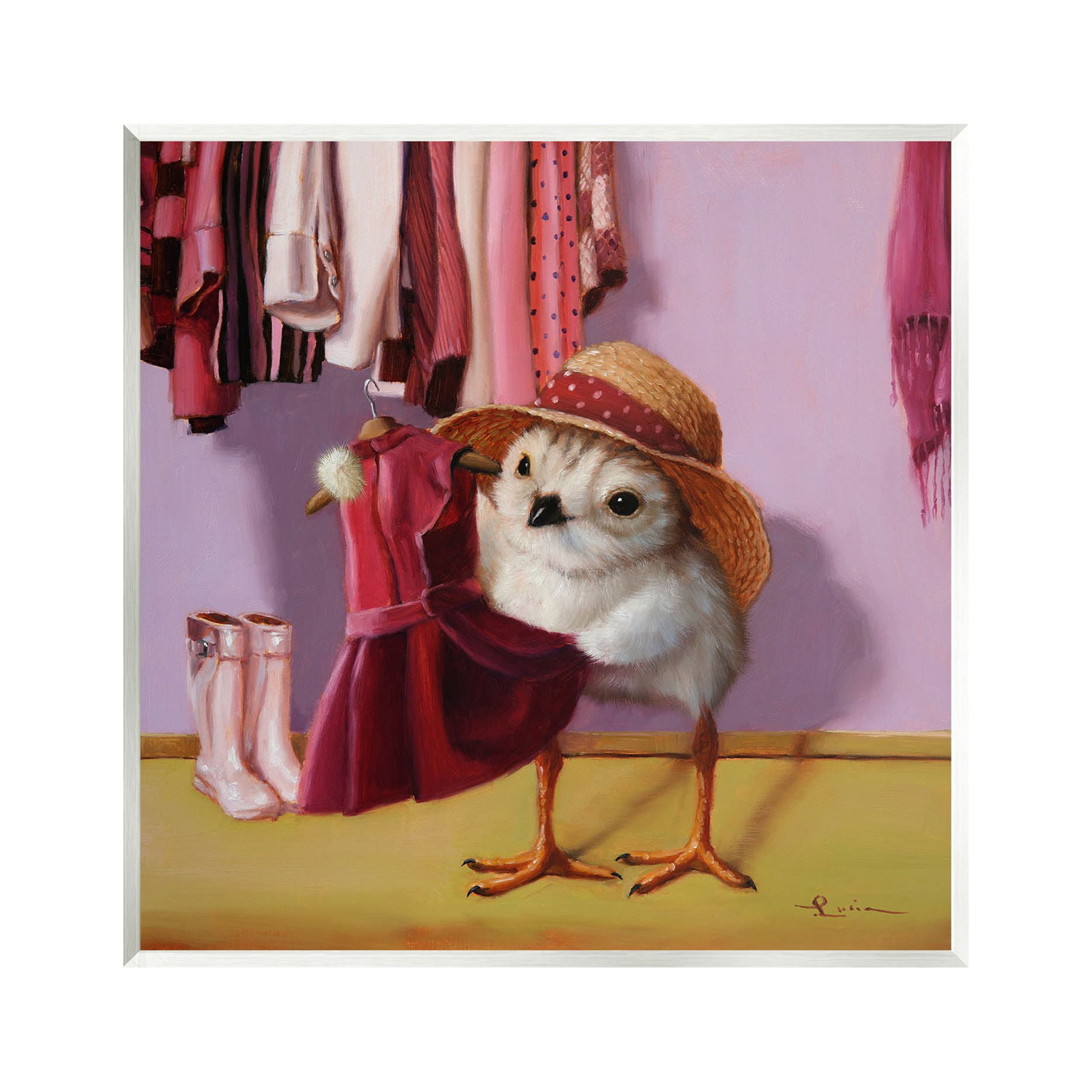 Bird Pink Dressing Room Clothes Animals & Insects Painting Unframed Art Print Wall Art