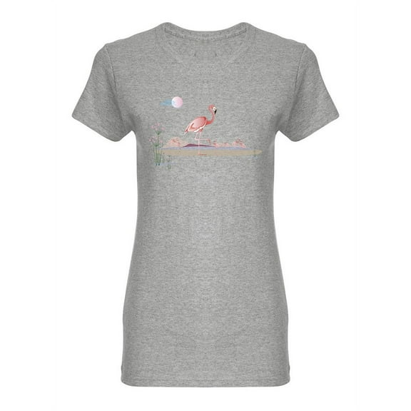 Bird Pink Flamingo Shaped T-Shirt Women -Image by Shutterstock, Female Medium